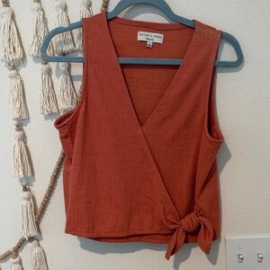 Madewell tie tank top in coral color